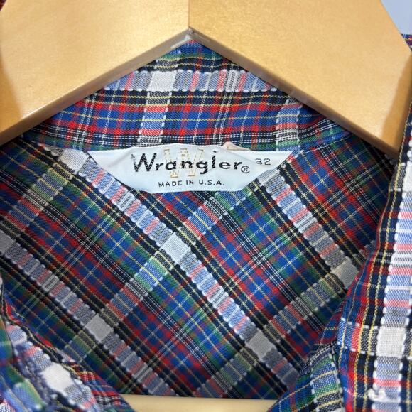 Wrangler Western Plaid Button Down Shirt Retro 70s Style Top | Dark Autumn - Picture 4 of 6